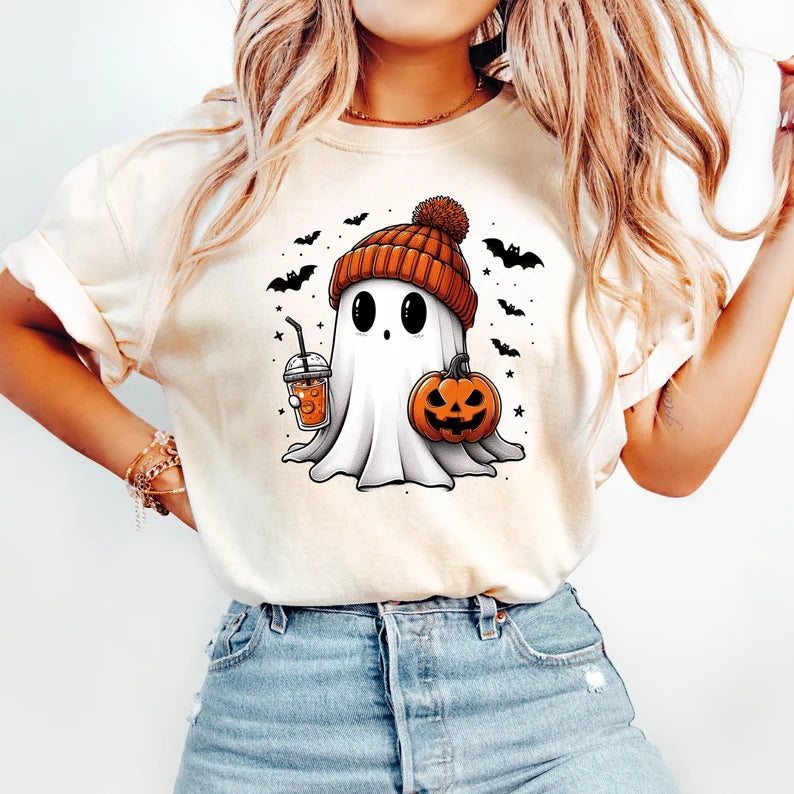 Spooky Pumpkin Ghost Tee — Halloween Graphic Shirt